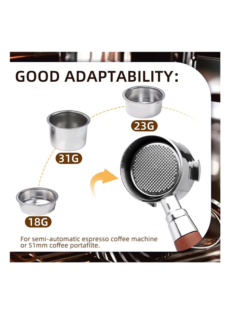 EZSOZO 51mm Coffee Filter Basket， Stainless Steel Reusable Coffee Machine Filter Accessory， Single/Double/Four Cup Single-Wall Coffee Pressurized Porous Filter - Image 4